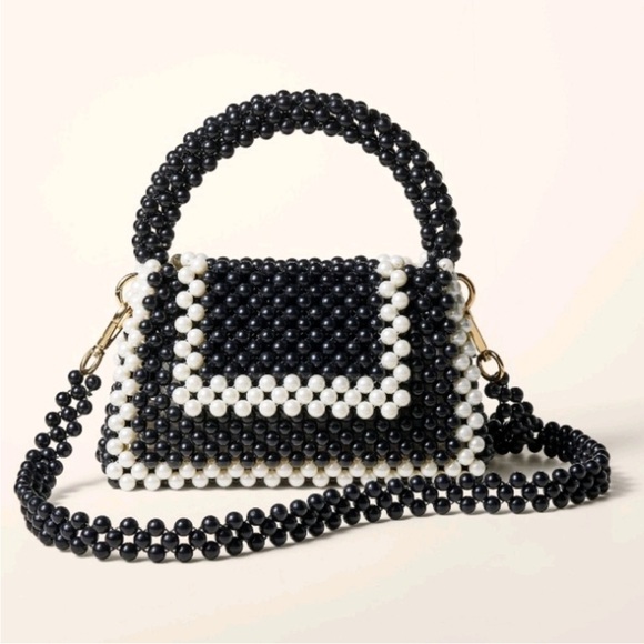 kate spade Handbags - Kate Spade Black and White Beaded Mini Handbag